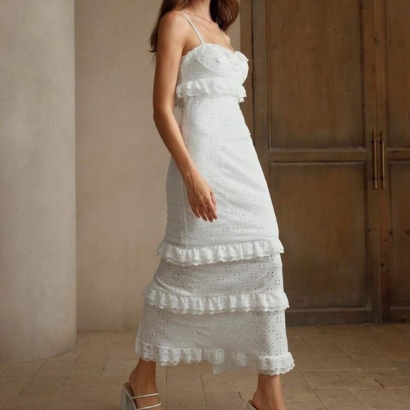 Elegant White Eyelet Dress - Picture 2 of 7